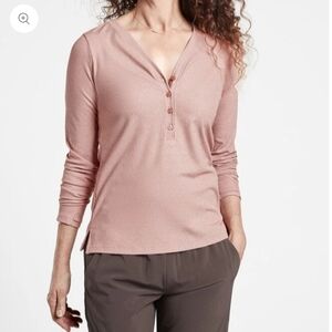 NWT Athleta untempo ribed henry top Blush